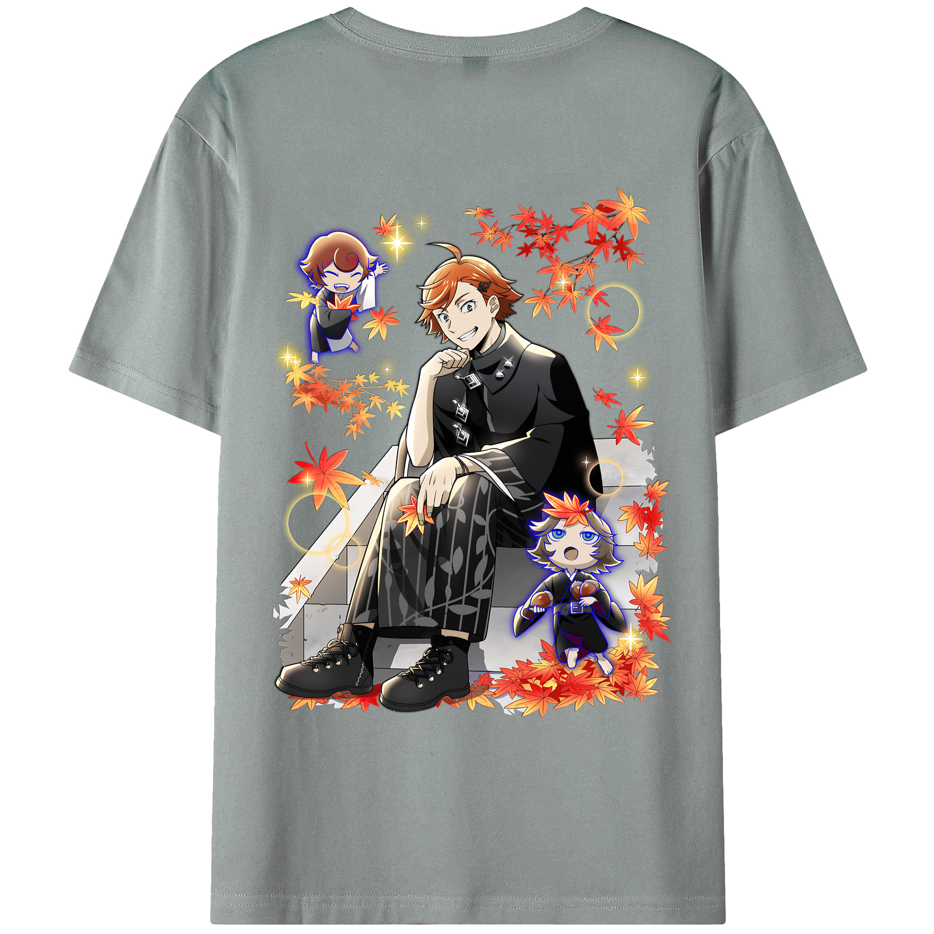 （画像用） 文豪ストレイドッグス Bungo Stray Dogs 綿100％ メンズ半袖Tシャツ（バックプリント） 通気性